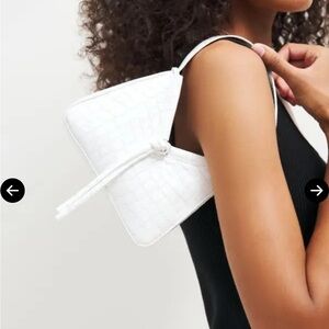 Reformation Mini Chiara Convertible Bag in White Croc-Effect